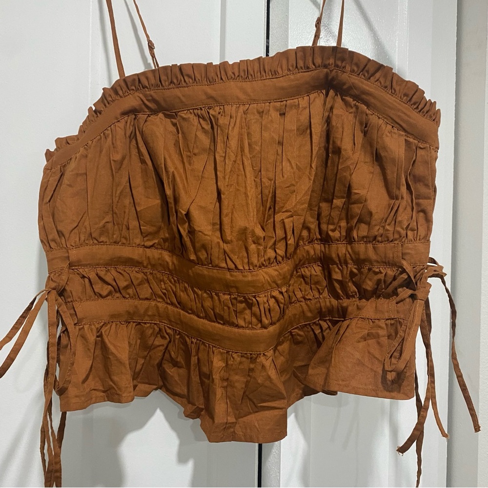 Free People Pretty Penny Ruffle Ruched Tube Top - Picture 2 of 5